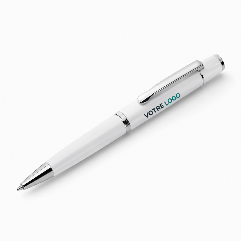 Stylo blanc personnalisé avec logo